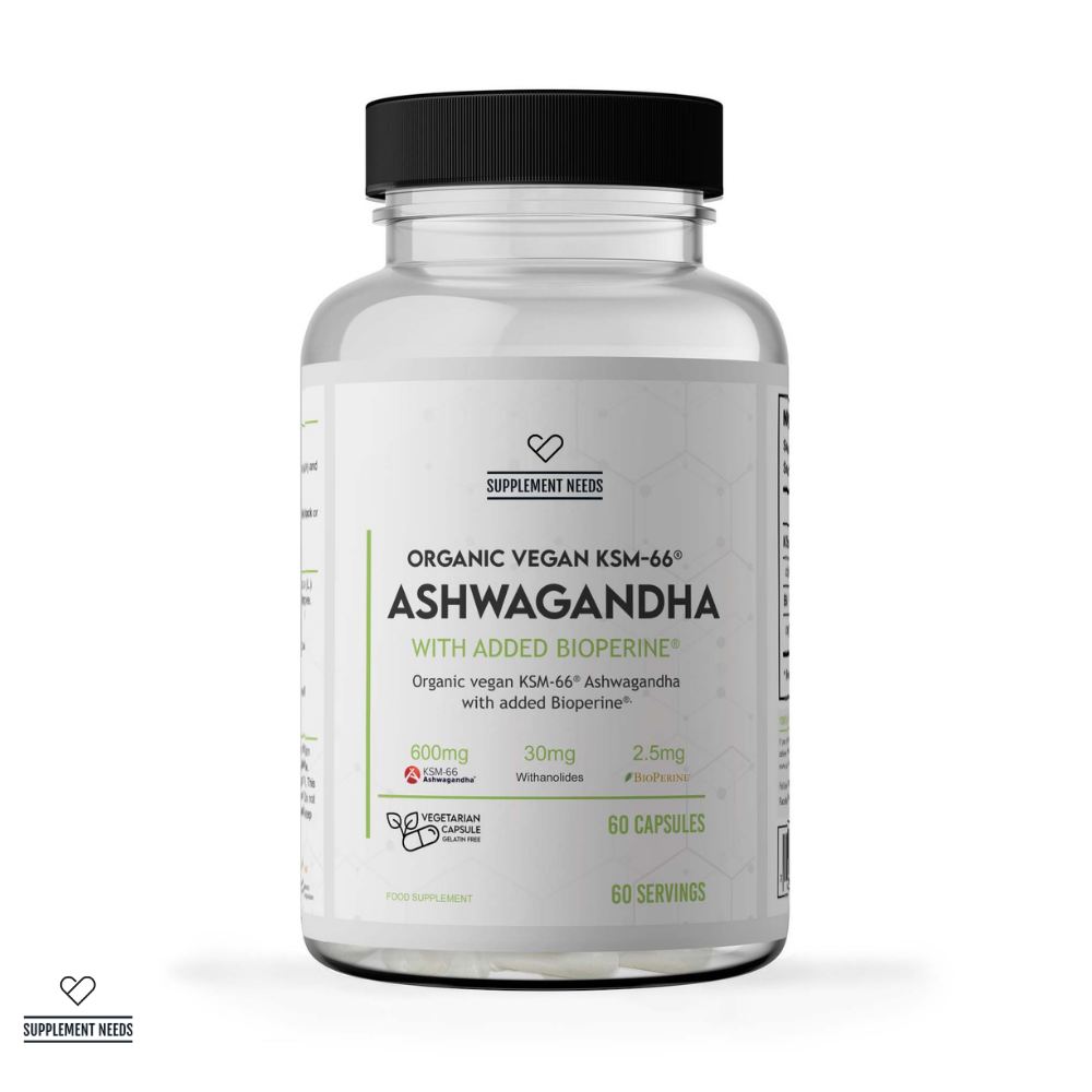 Supplement Needs Ashwagandha Organic Vegan KSM-66 - Unflavoured (60 Capsules)