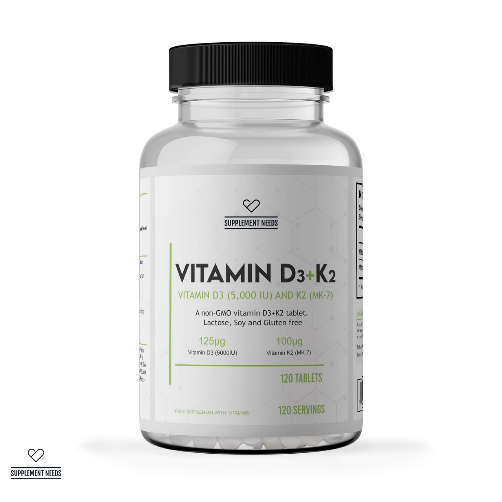 Supplement Needs Vitamin D3 and K2 (Mk-7) - Unflavoured (120 Tablets)