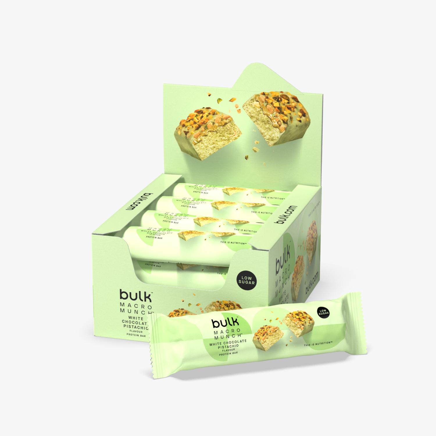 Bulk MACRO MUNCH™ Protein Bar - White Chocolate Pistachio (12 Bars)
