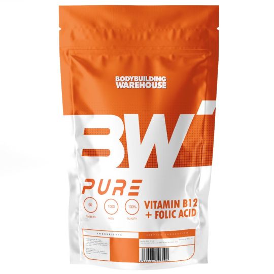 BodyBuilding Warehouse Pure Vitamin B12 plus Folic Acid Tablets (1000mcg) - Unflavoured (240 Tablets)