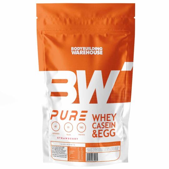 BodyBuilding Warehouse Pure Whey Casein and Egg Protein - Strawberry (1kg)