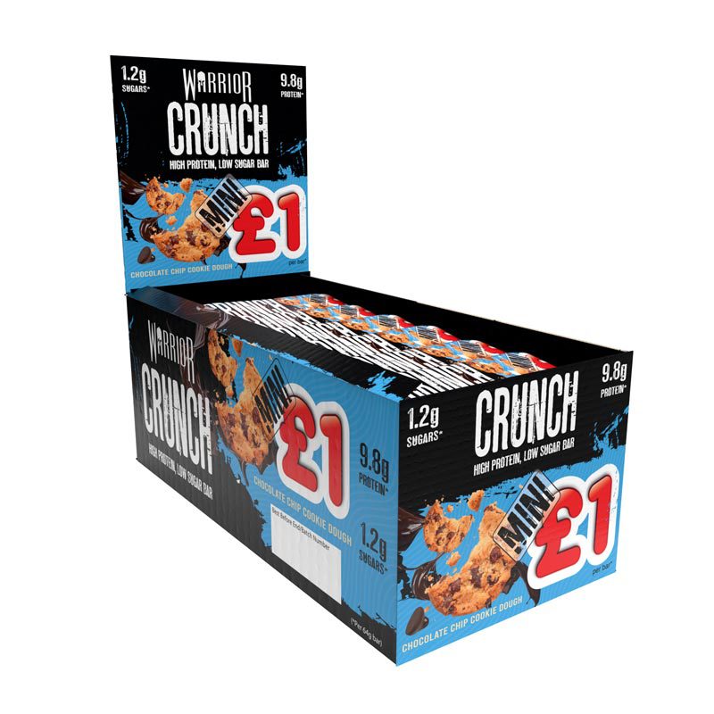 Warrior CRUNCH Mini Protein Bars - Choc Chip Cookie Dough (24 Bars)