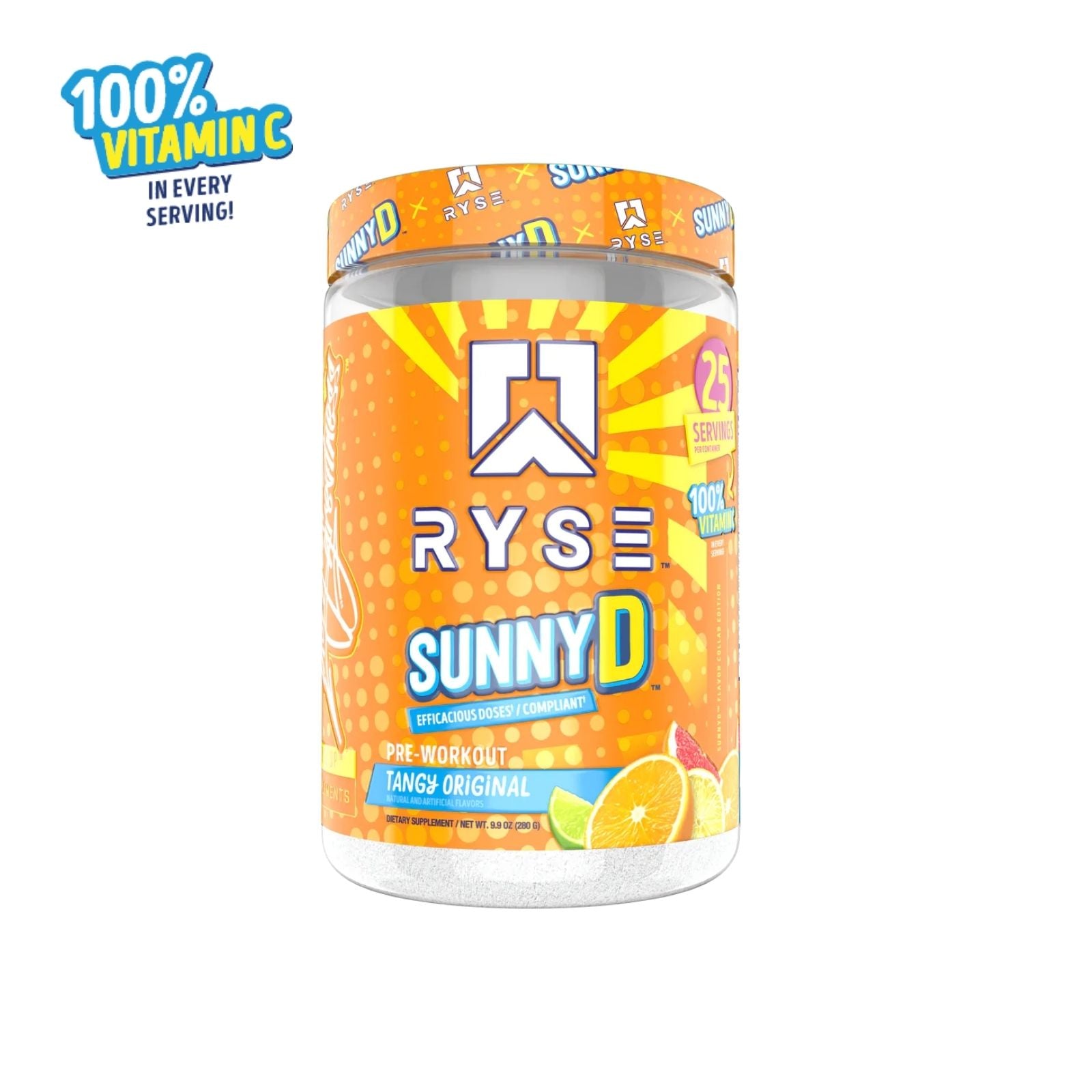 Ryse Sunny D Pre-Workout - Tangy Original (25 Servings)