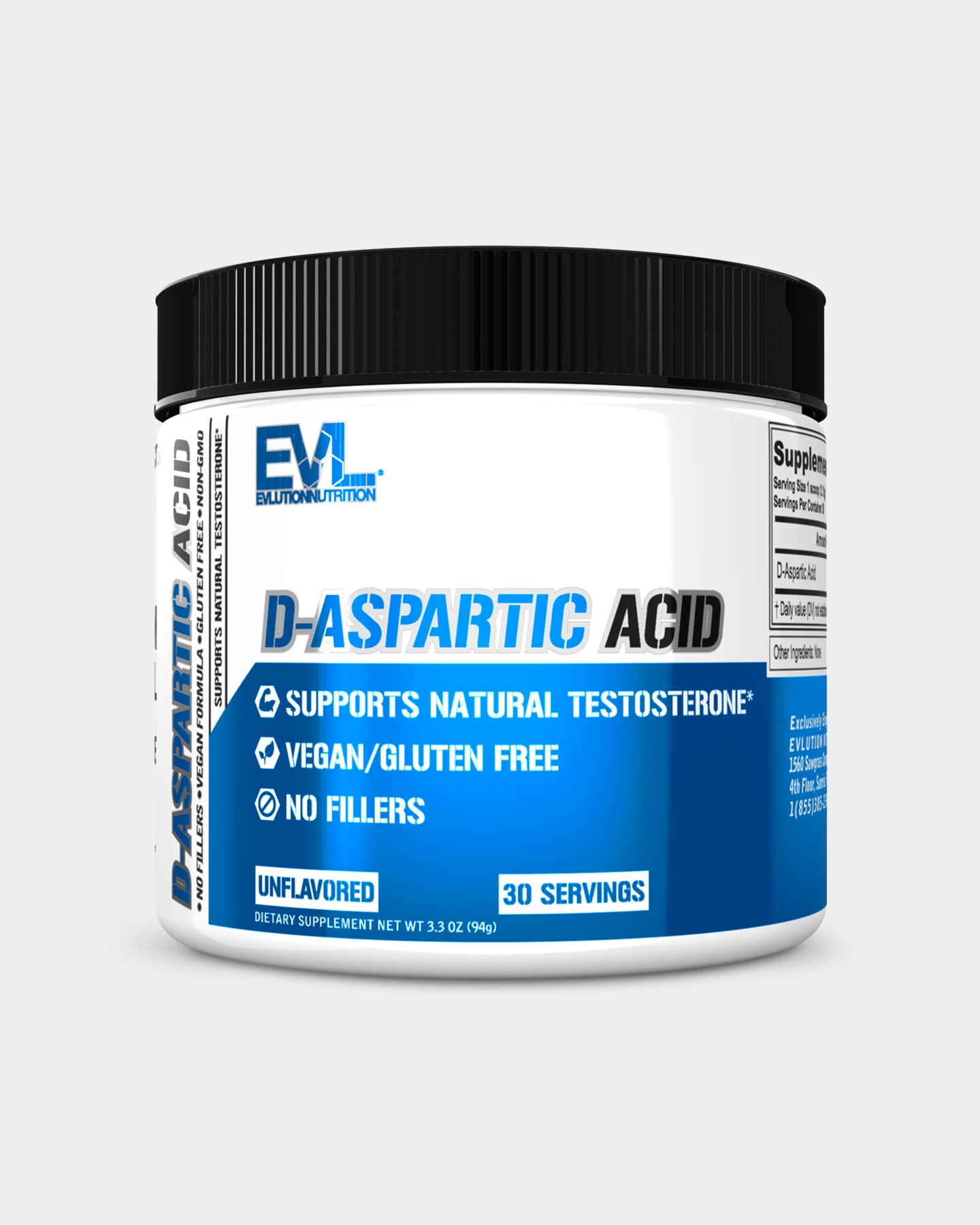 EVLUTION NUTRITION D-Aspartic Acid - Unflavoured (30 Servings)