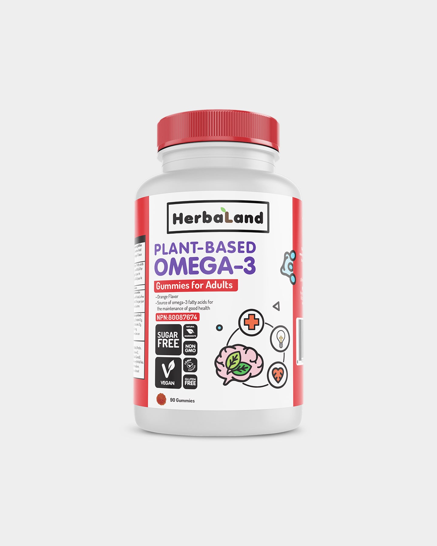 Herbaland Plant-Based Omega-3 Gummies - Unflavoured (90 Gummies)