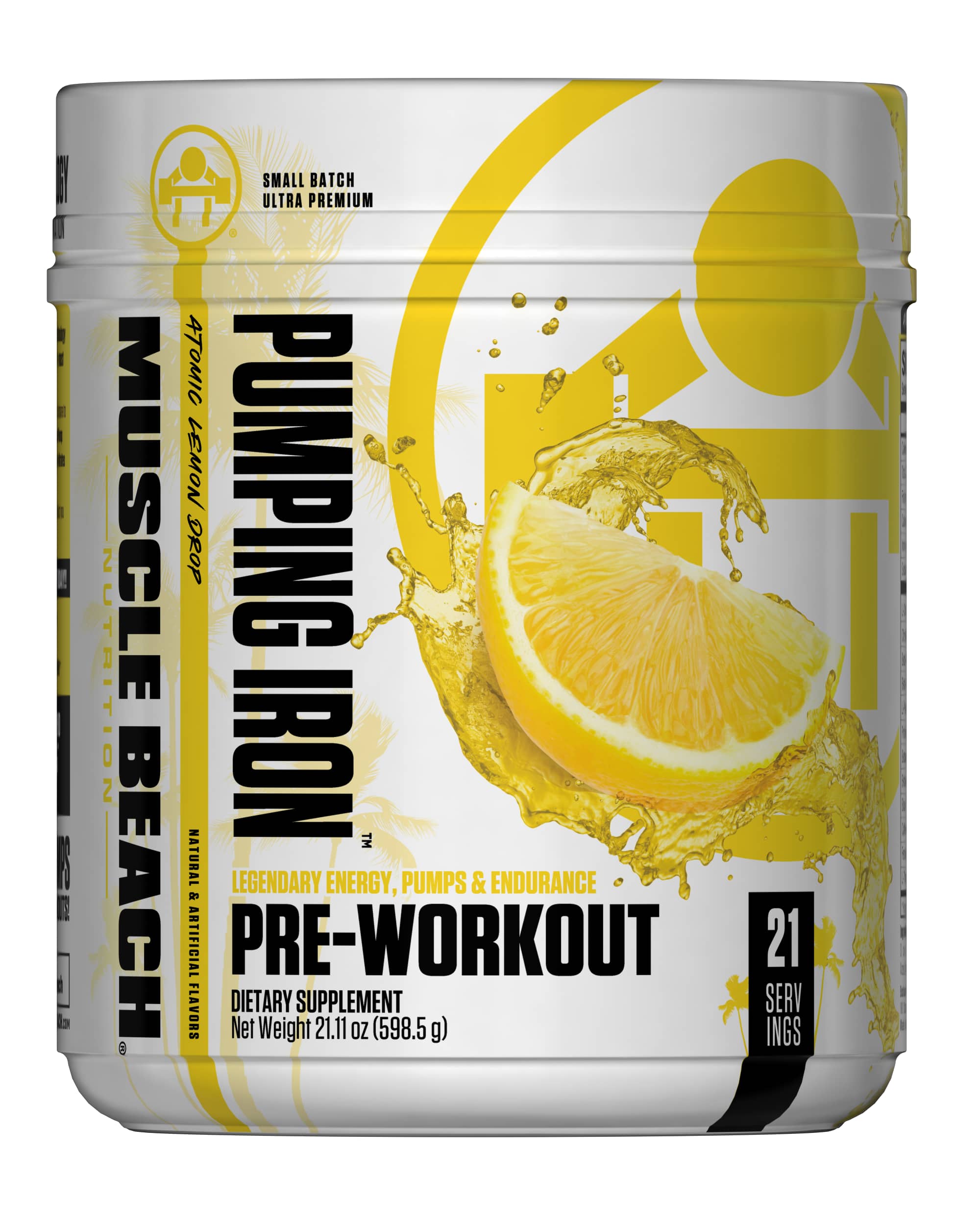 Muscle Beach Pumping Iron Pre-Workout - Atomic Lemon Drop (21 Servings)