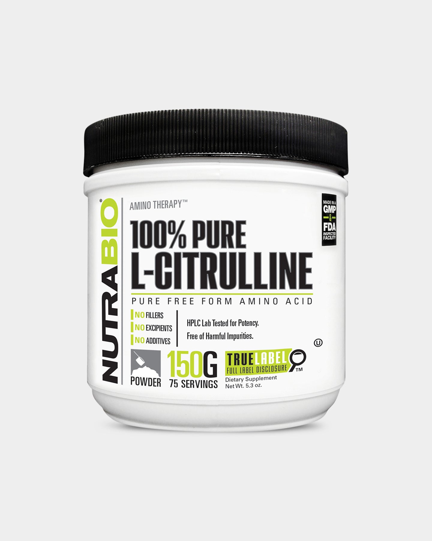 NutraBio 100% Pure L-Citrulline - Unflavoured (75 Servings)