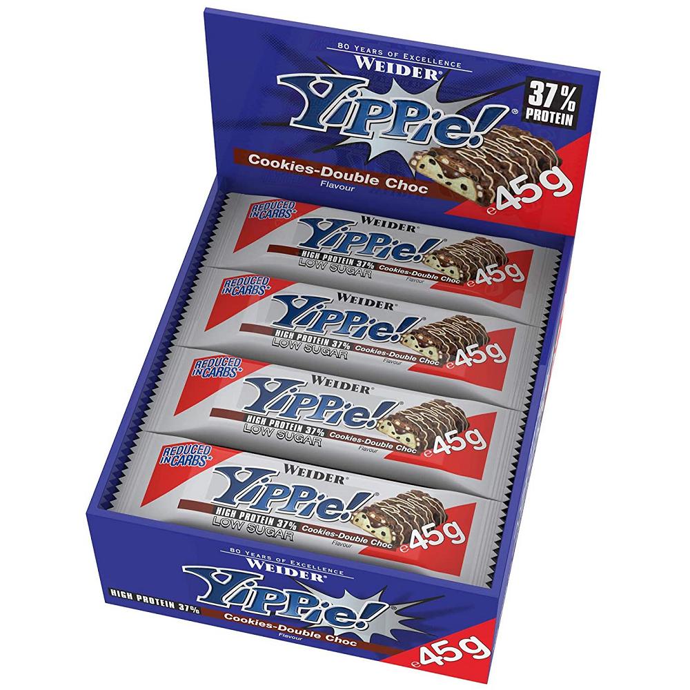 Weider Nutrition Yippie! Bar - Cookies Double Choc (12 Bars)