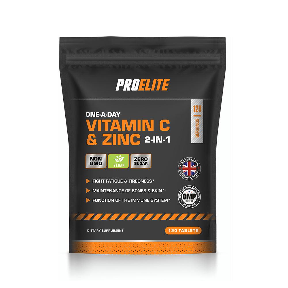 PROELITE Vitamin C + Zinc Vegan Tablets - Unflavoured (120 Vcaps)