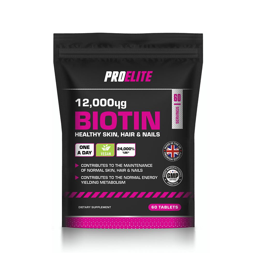 PROELITE Biotin 12,000ug Tablets - Unflavoured (180 Tablets)