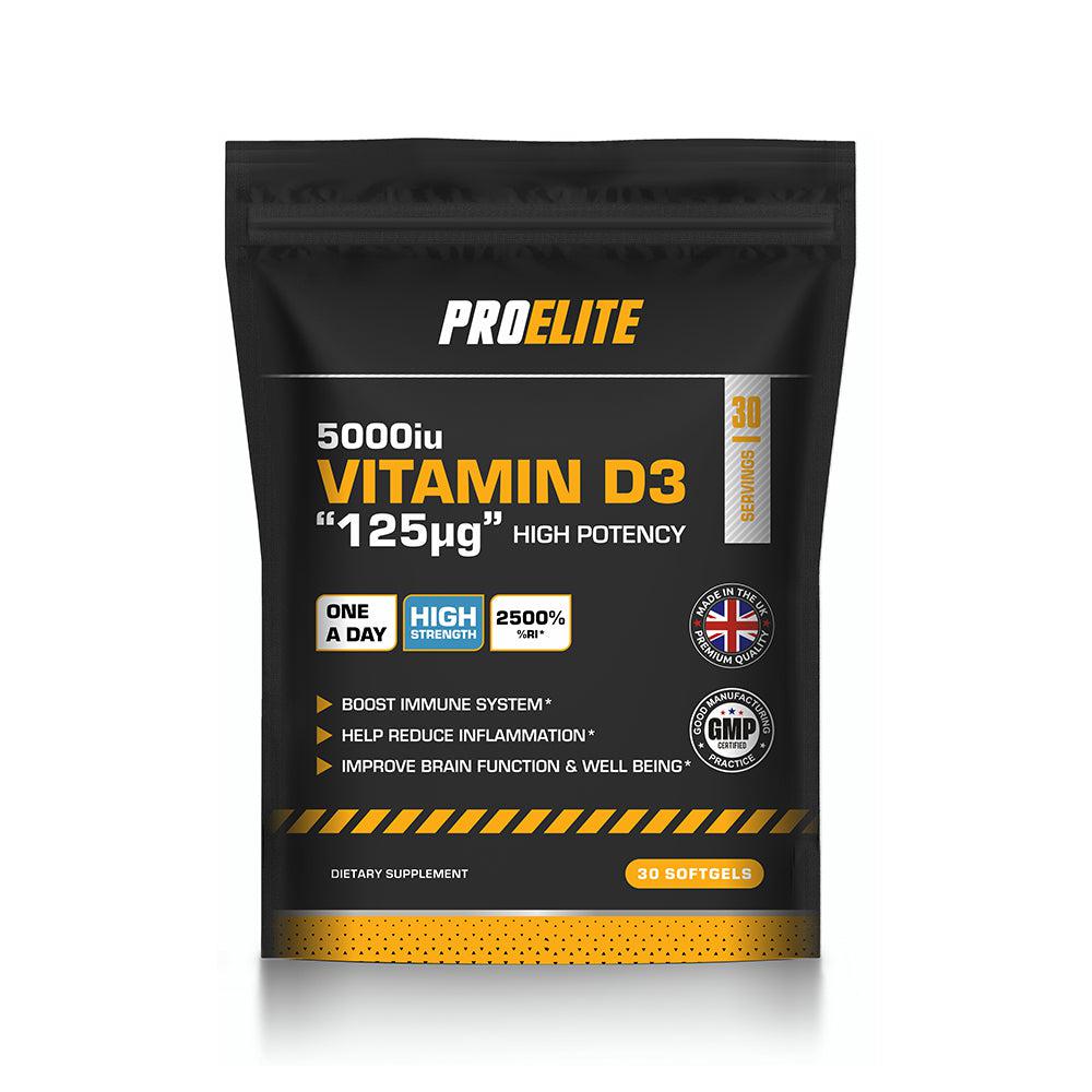 PROELITE Vitamin D3 5000iu - Unflavoured (360 Softgels)